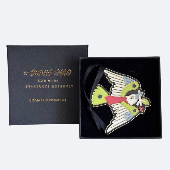 Starbucks Reserve Stevie Shao Enamel Bird Ornament New - Picture 1 of 7